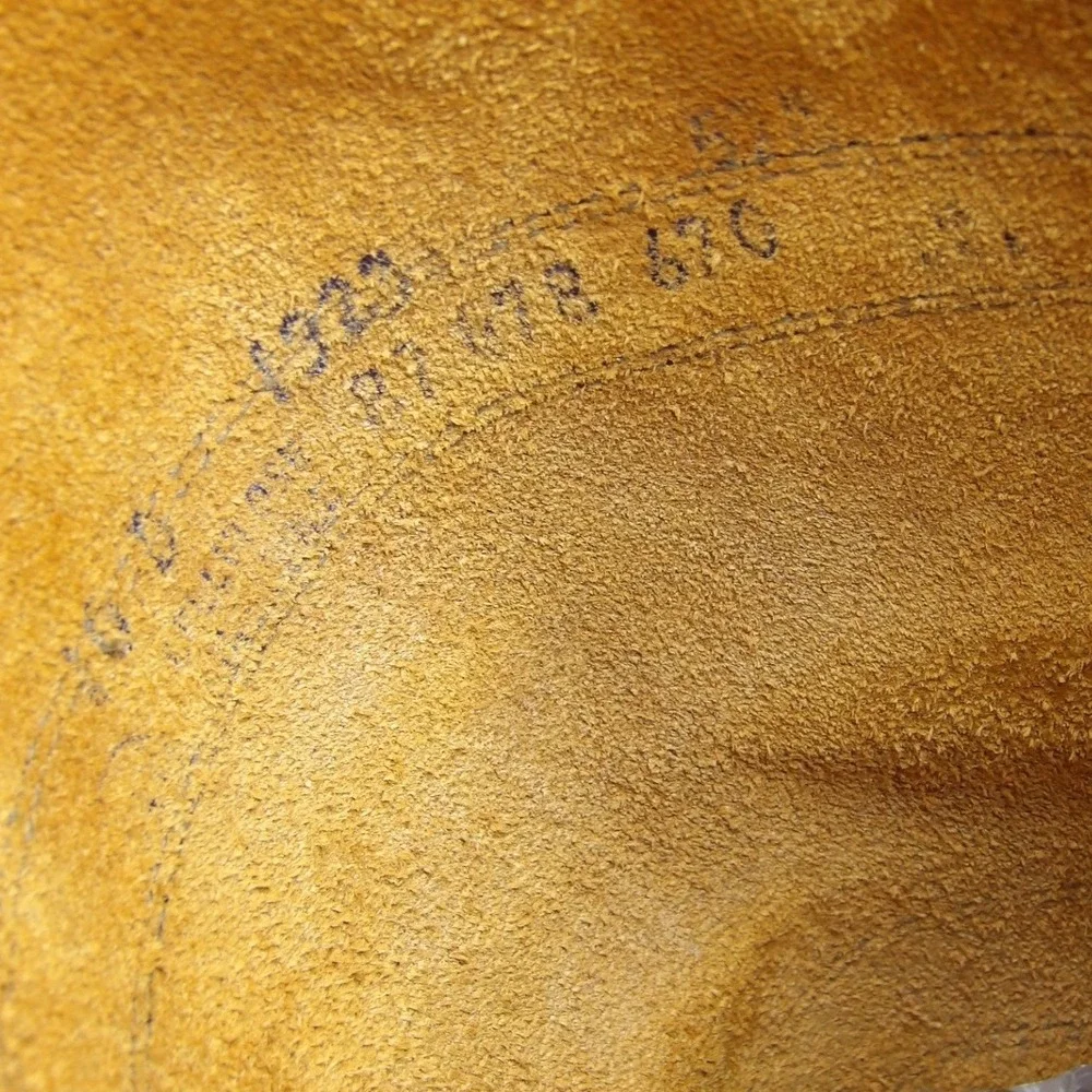 Vintage Tall Leather Pull On Boots Mens 8.5 Tan Good Vibram Lug Sole Work Moto